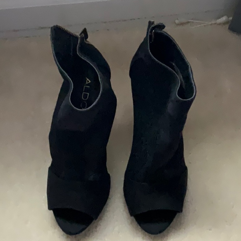 Aldo Women's Black Peep-Toe Ankle Boots